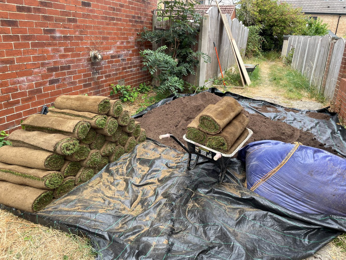Turf rolls and screened topsoil delivered ready for a new lawn